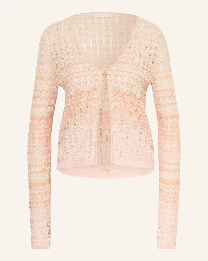 Guess Stickjacke Rosalyn Mit Glitzergarn beige Lachs