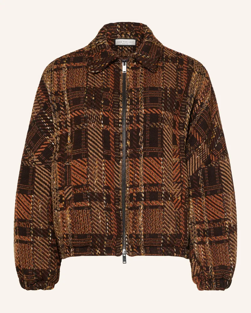SEM PER LEI Tweed-Blouson Mit Glitzergarn braun Dunkelbraun