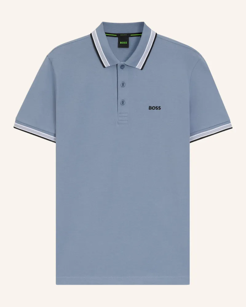 HUGO BOSS Piqué-Poloshirt PADDY CURVED Regular Fit Blau