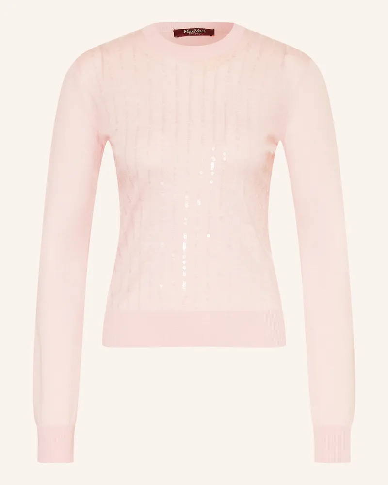Max Mara Pullover Gabarra Mit Seide Und Pailletten rosa Hellrosa