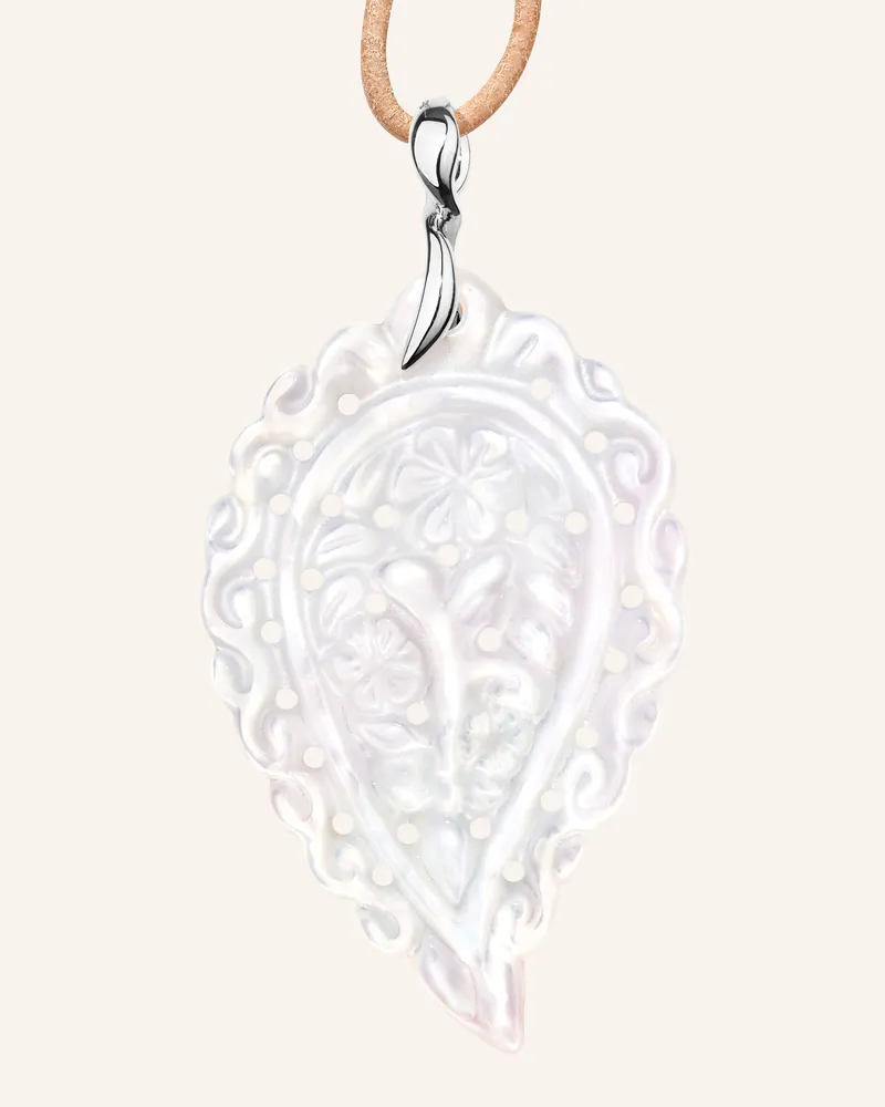 TAMARA COMOLLI Anhänger Pendant India Large Mother Of Pearl White Aus 18 Karat Weißgold Und Perlmutt silber Weissgold