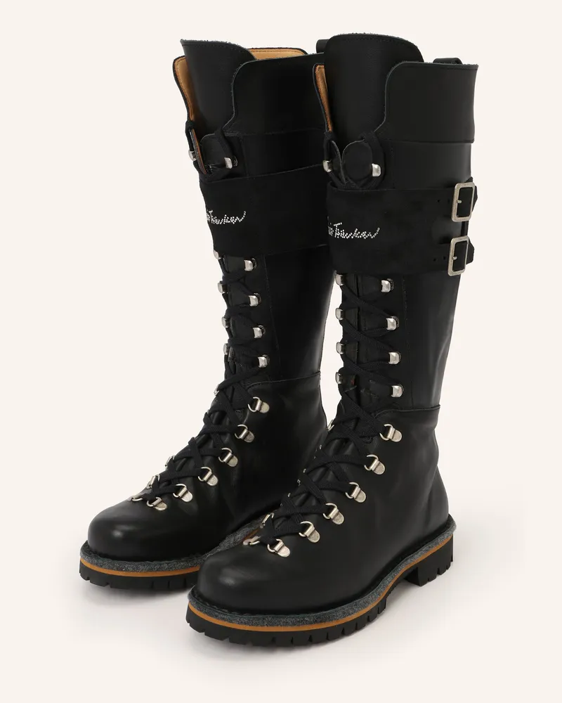 Luis Trenker Schnürstiefel LUTINA mit Schmucksteinen Schwarz