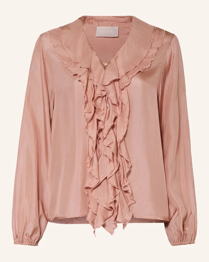 hemisphere Seidenbluse Mit Volants rosa Altrosa