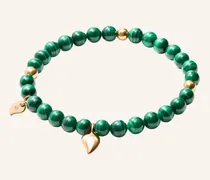 Armband BRACELET INDIA MALACHITE WITH GOLDEN BEADS, ONE ROW 18K Roségold
