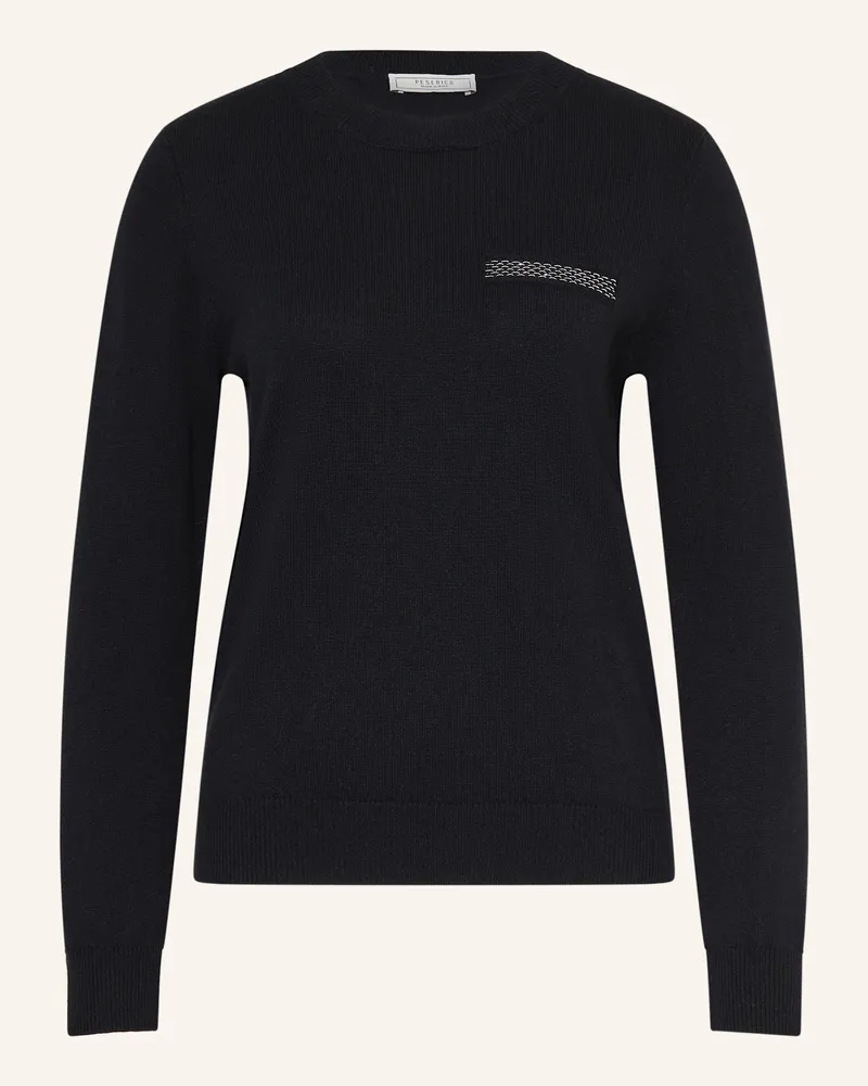 Peserico Pullover mit Seide und Schmucksteinen Dunkelblau