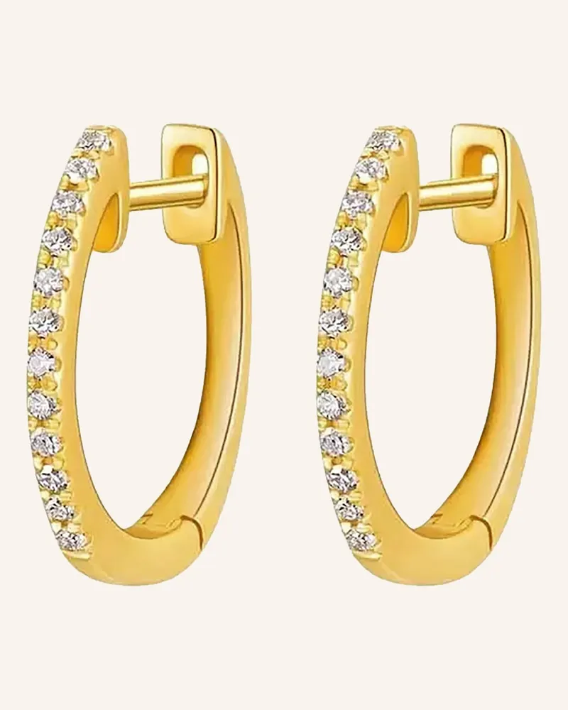 Leaf Creolen CIRCLE XS aus 18 Karat Gelbgold mit Diamanten Gold