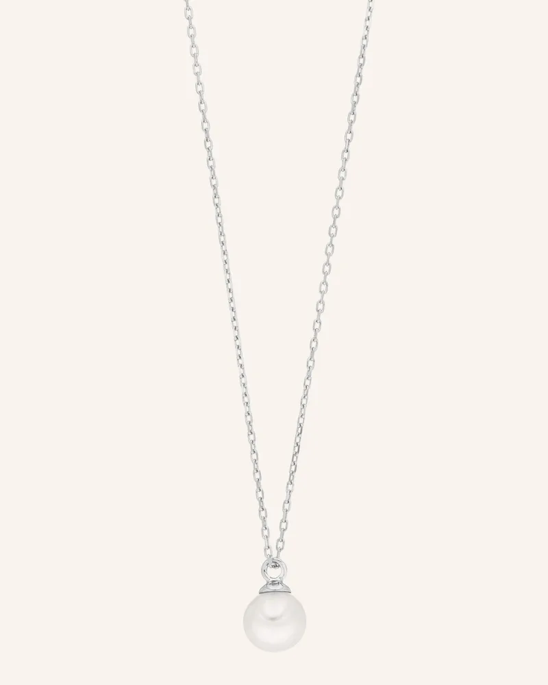 Leaf Halskette Singel Peral Aus 14 Karat Weißgold silber Weissgold