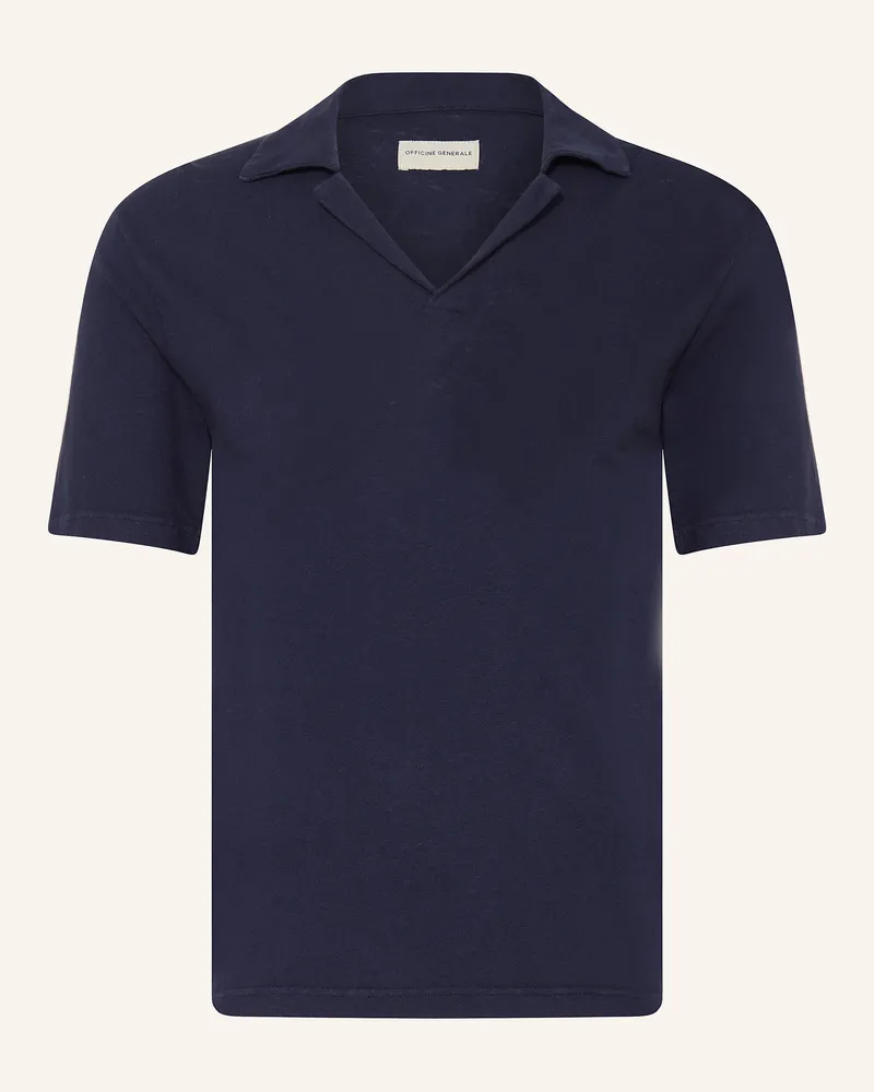 Officine Generale Jersey-Poloshirt Simon blau Dunkelblau