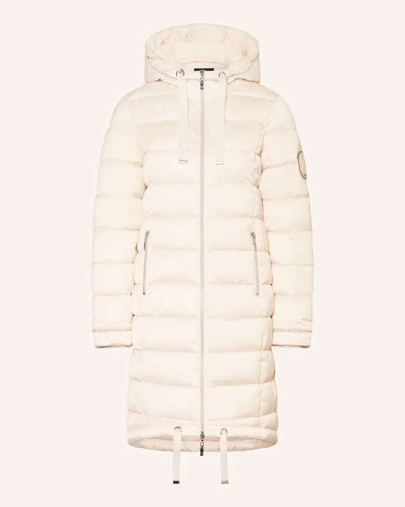 monari Steppmantel Mit Glitzergarn Und Schmucksteinen beige Creme