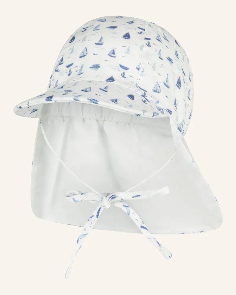 Sterntaler Schirmmütze Mit Nackenschutz Boote weiss Weiss