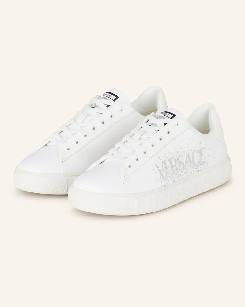 Versace Sneaker GRECA mit Schmucksteinen Weiss
