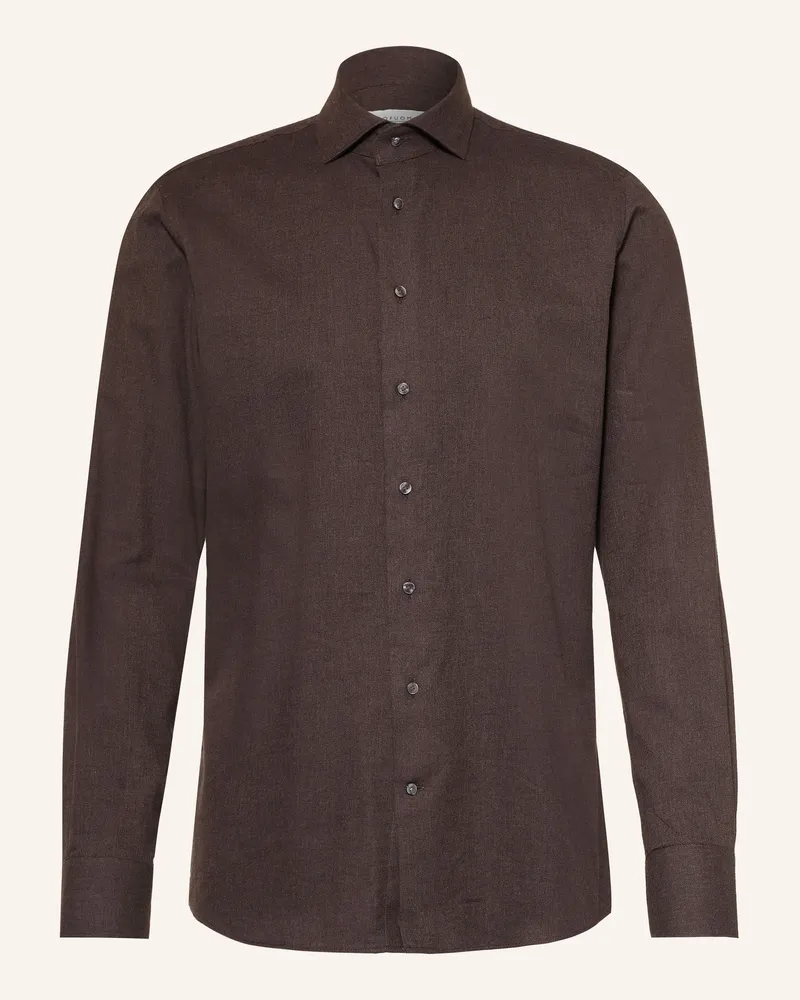 Profuomo Hemd Slim Fit braun Dunkelbraun