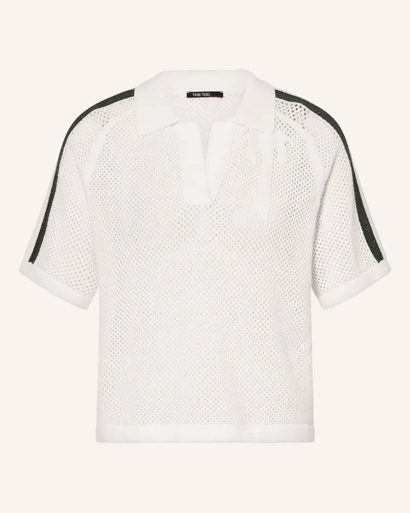 MARC AUREL Strick-Poloshirt mit Galonstreifen Weiss