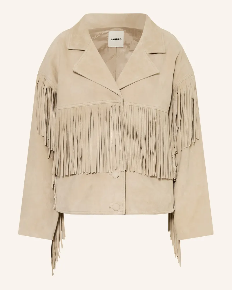 Sandro Lederjacke beige Beige