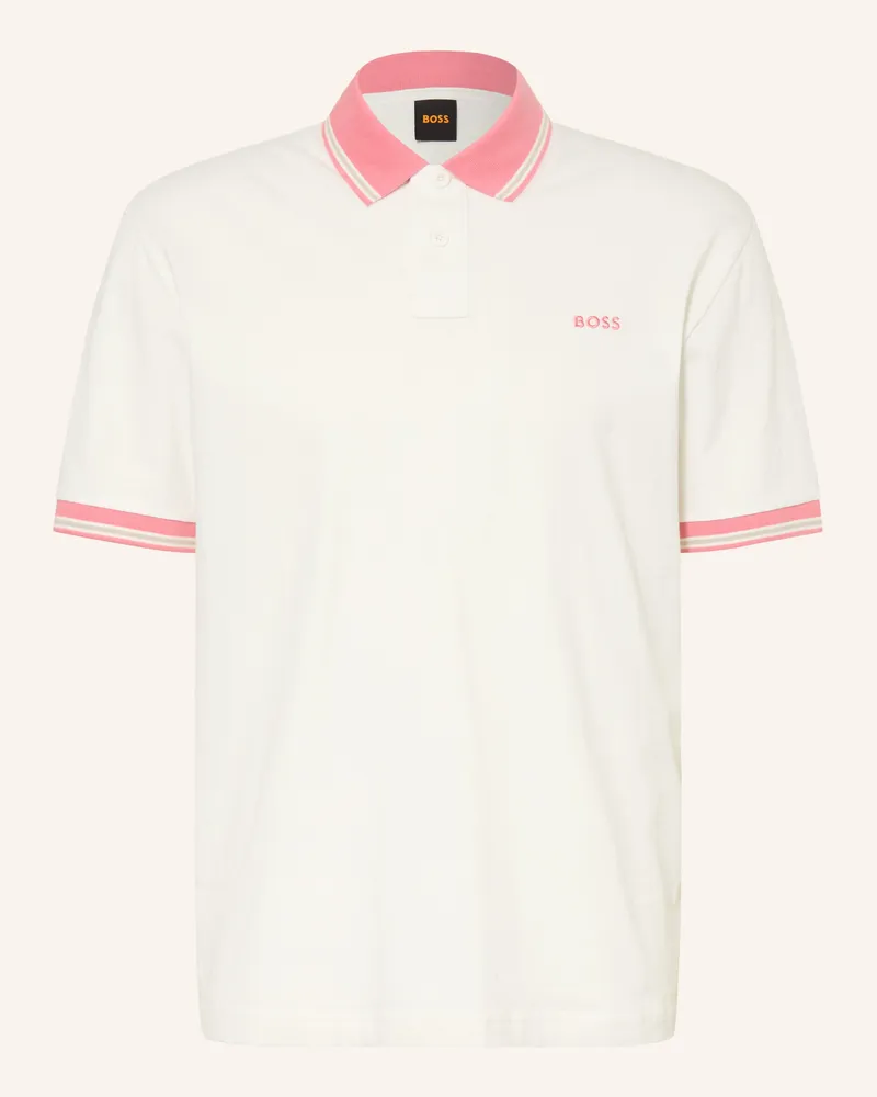 HUGO BOSS Jersey-Poloshirt Blocks Relaxed Fit beige Weiss