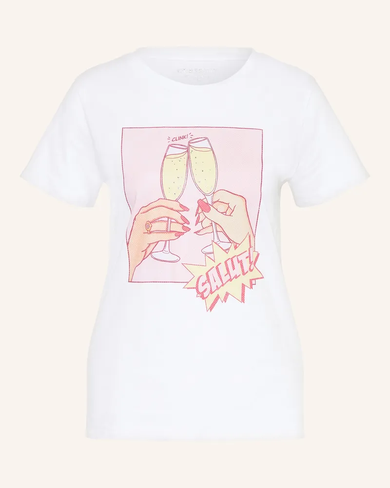 Guess T-Shirt Mit Schmucksteinen weiss Ecru