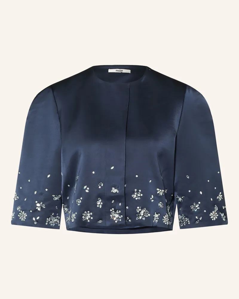 Maje Satinbolero Mit Schmucksteinen blau Dunkelblau