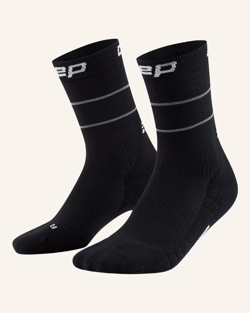 CEP CEP CEP pro run reflective socks, mid cut, 2.0,  women Schwarz