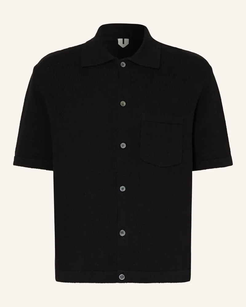 Arket Strickhemd Smog Comfort Fit schwarz Schwarz