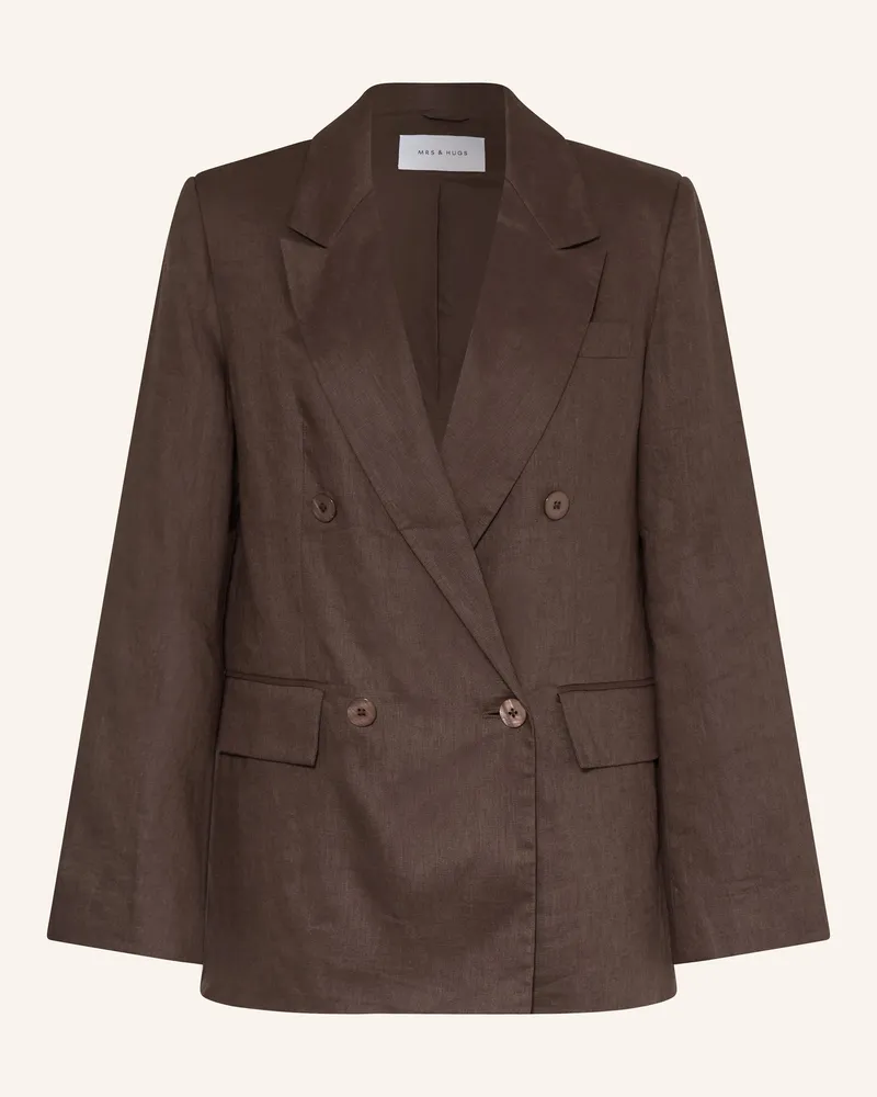 Mrs & HUGS Leinenblazer braun Dunkelbraun
