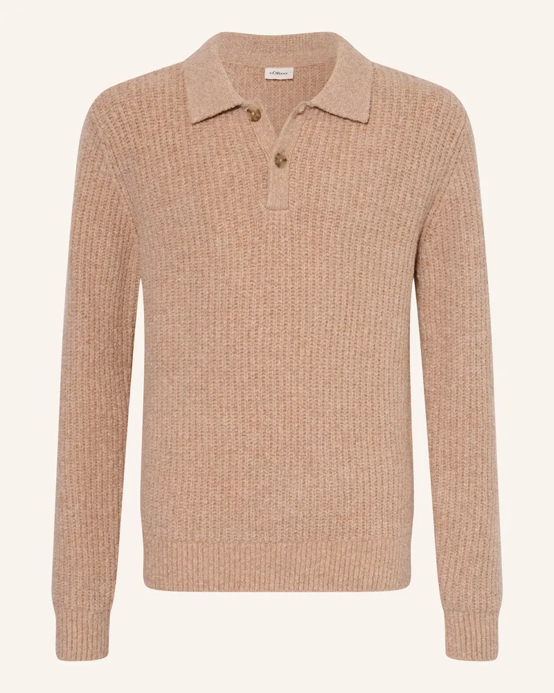 S.Oliver Strick-Poloshirt braun Camel