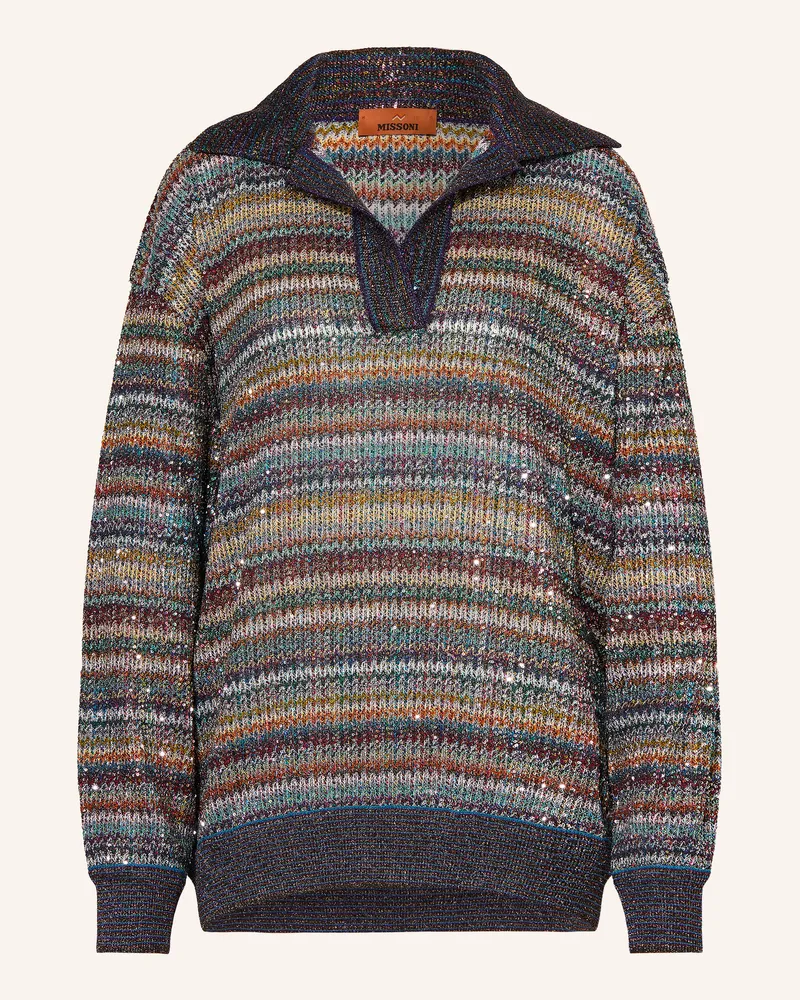 Missoni Pullover Mit Pailletten Und Glitzergarn grau Hellgrau