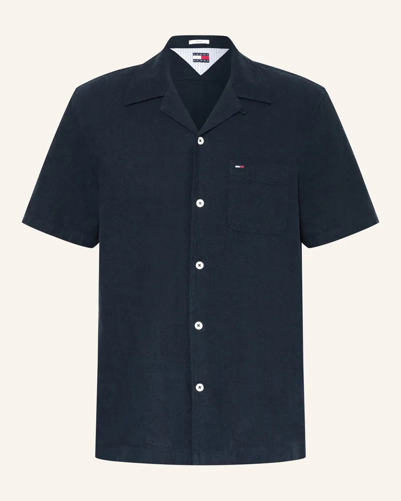 Tommy Hilfiger Resorthemd Comfort Fit Mit Leinen blau Dunkelblau