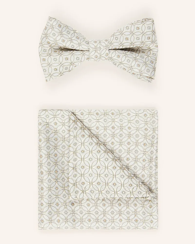 Wilvorst Set: Fliege und Einstecktuch Creme