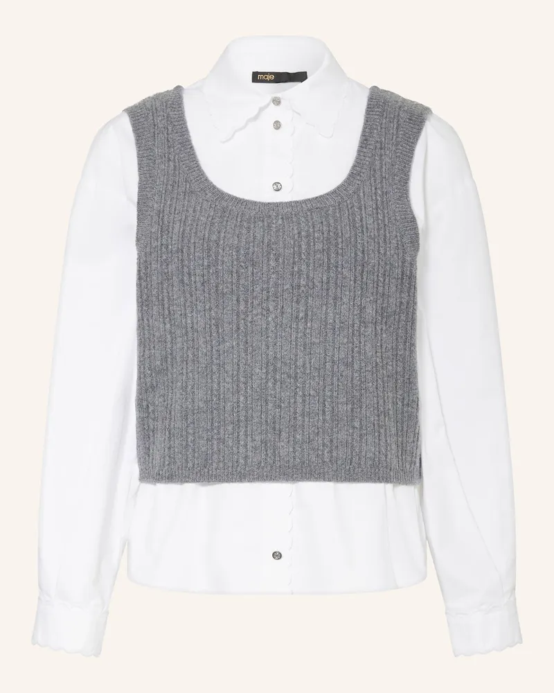 Maje Set: Hemdbluse und Stricktop Weiss