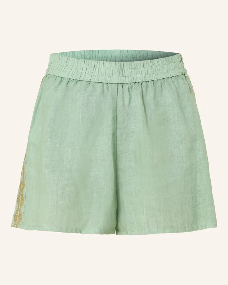 Greek Archaic Kori Leinenshorts FEATHER Hellgrün