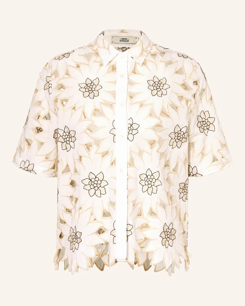 0039 Italy Hemdbluse Bea Aus Lochspitze weiss Beige