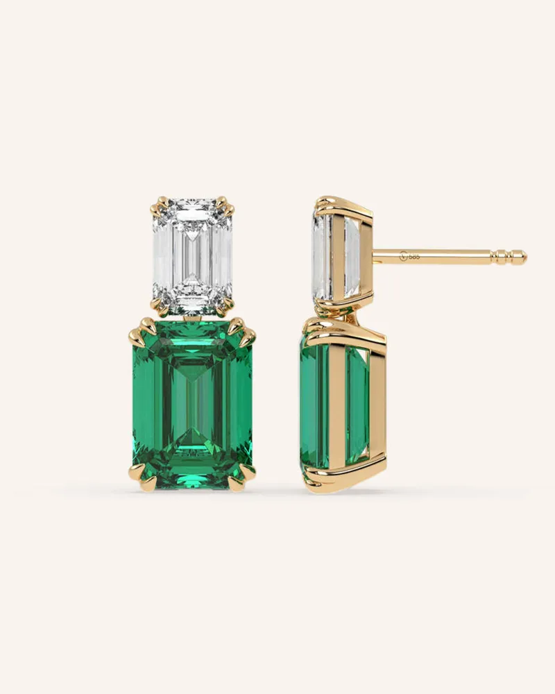 VEYNOU Ohrhänger BEYOND EDEN aus 14 Karat Gelbgold und 4ct. Smaragden und 2,0ct. Diamanten Gold