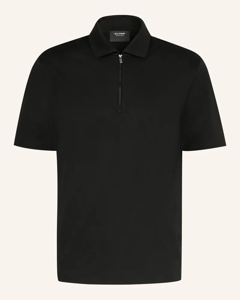 Olymp Strick-Poloshirt schwarz Schwarz