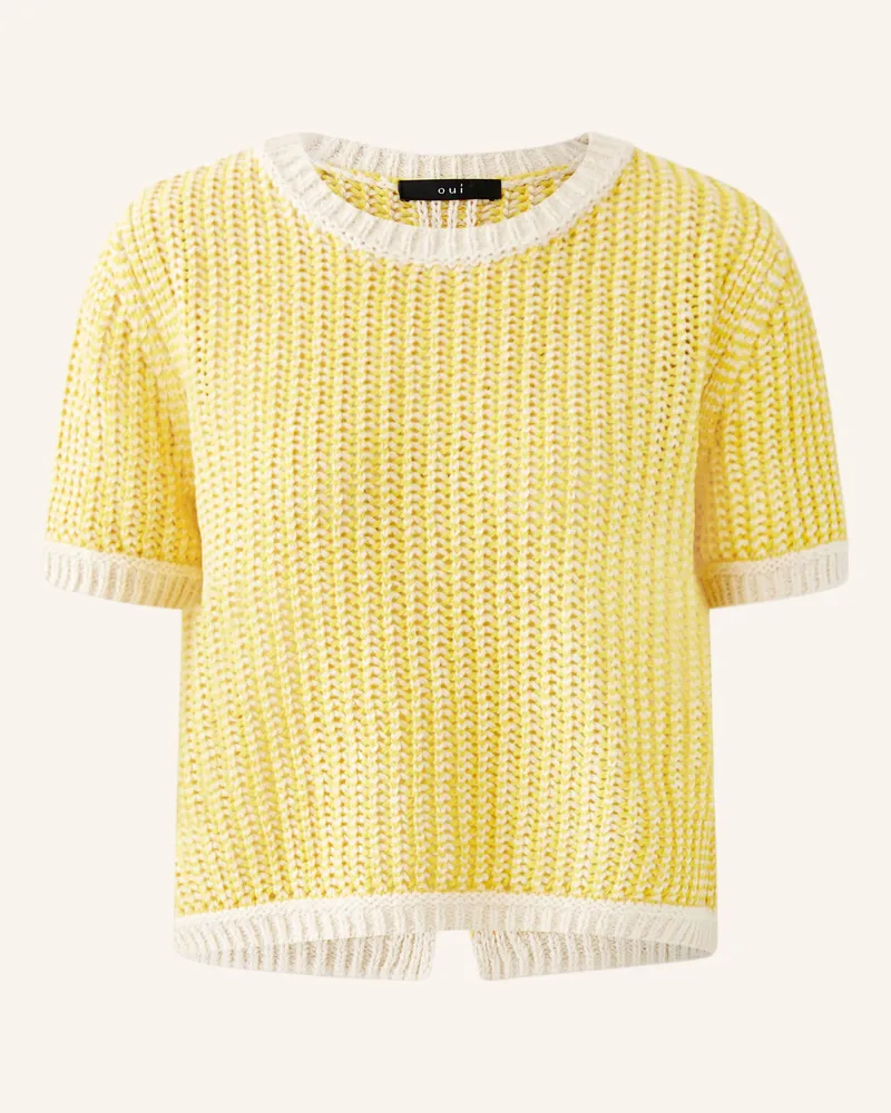 Oui  Strickshirt weiss Gelb