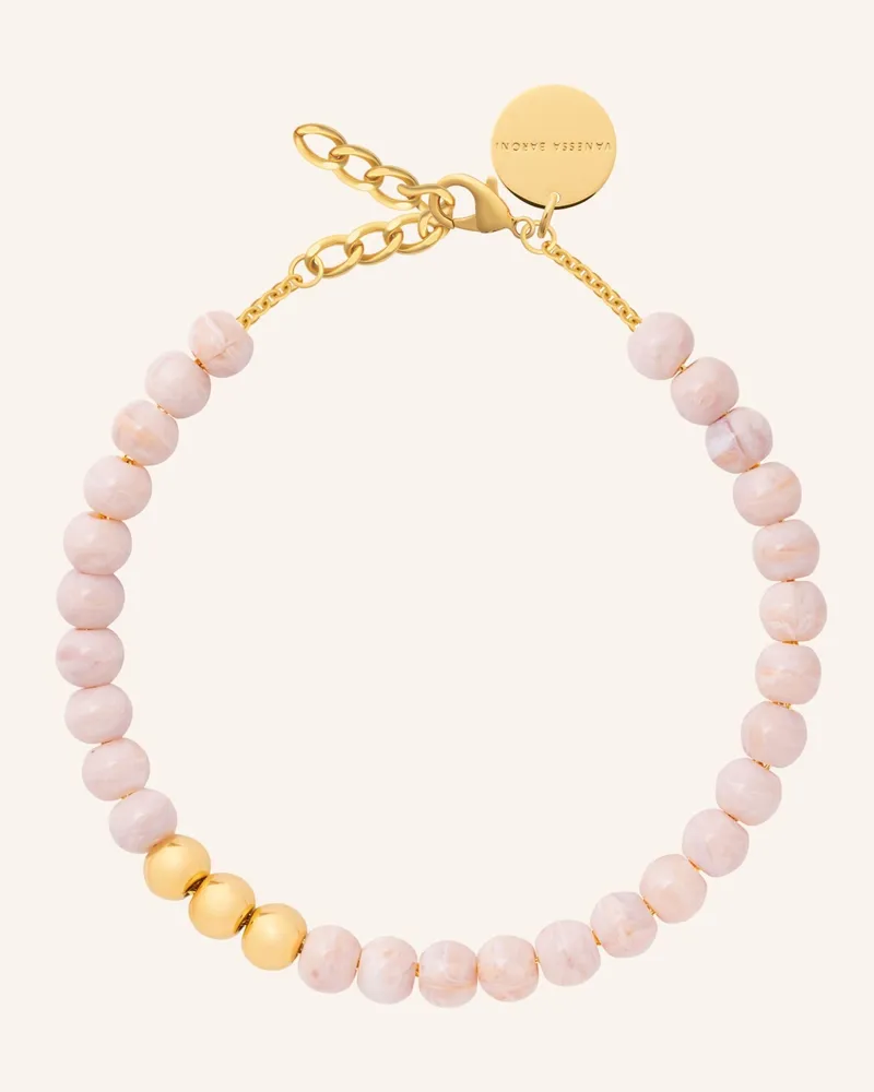 Vanessa Baroni Halsketten Mini Beads Gold Ivory Rose Marble By Glambou gold Gold