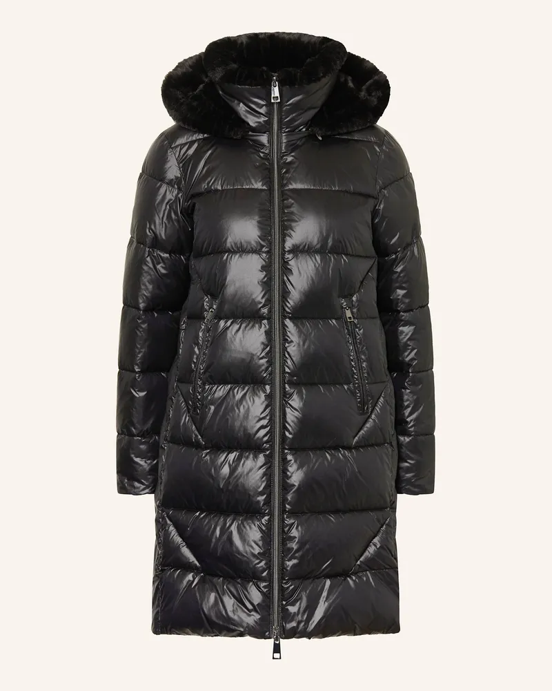 Milestone Steppmantel MSROCKY mit abnehmbarer Kapuze und Kunstfell Schwarz
