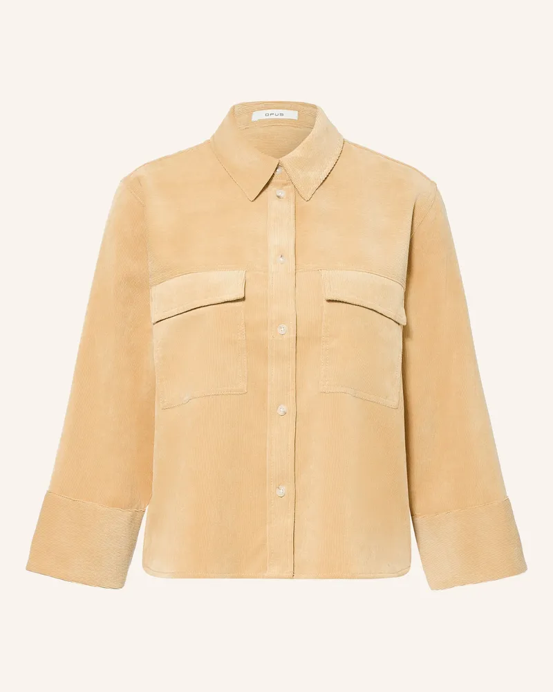 OPUS Hemdbluse Ferrell Aus Cord Mit 3/4-Arm beige Camel