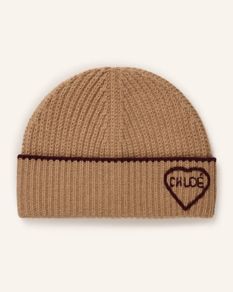 Chloé Mütze Encoeur Mit Cashmere braun Camel