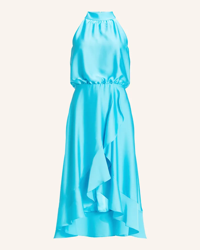 Swing Cocktailkleid aus Satin mit Volants Neonblau