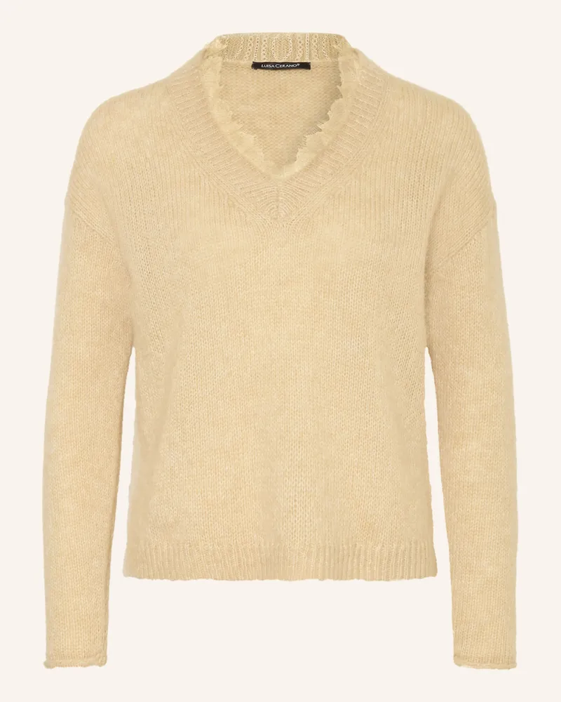Luisa Cerano Pullover Mit Spitze Und Mit Alpaka gelb Beige