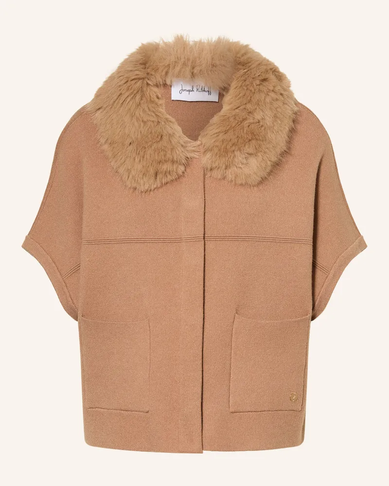 Joseph Ribkoff Strickjacke Mit Kunstfell braun Beige