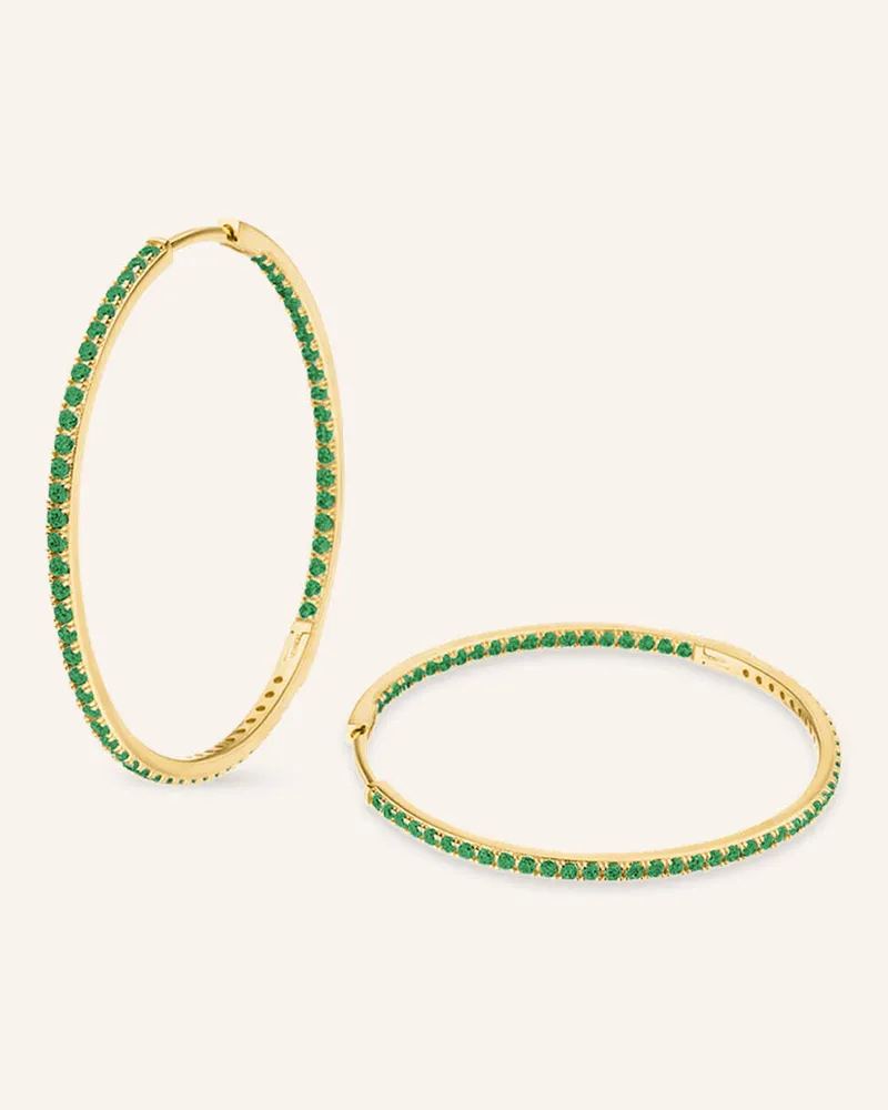 VEYNOU Creolen Cleo Big Smaragd Aus 14 Karat Gelbgold Und 1,60ct. Smaragden gold Gold