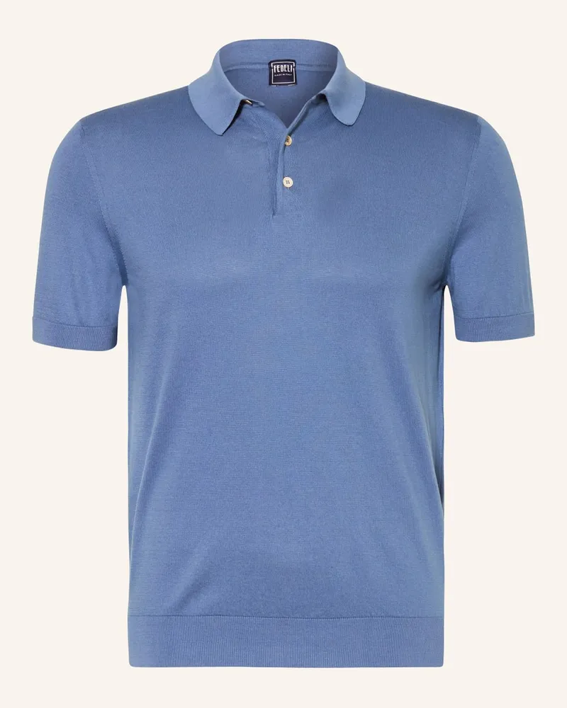 Fedeli Strick-Poloshirt Blau