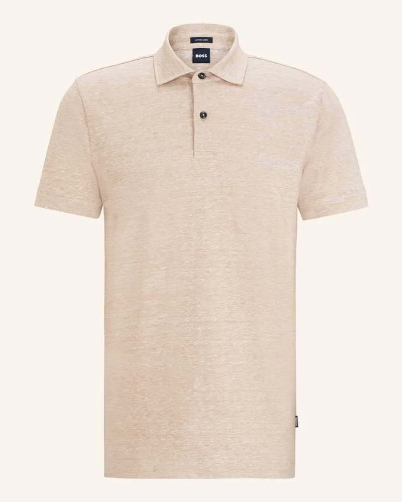 HUGO BOSS Piqué-Poloshirt PRESS Regular Fit mit Leinen Beige