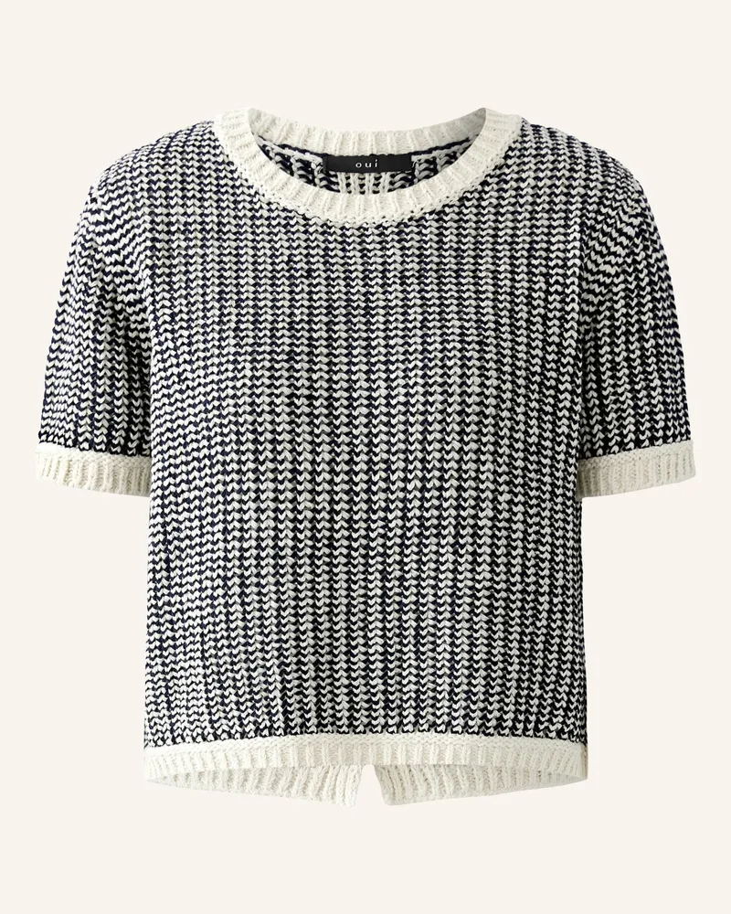 Oui  Strickshirt weiss Dunkelblau
