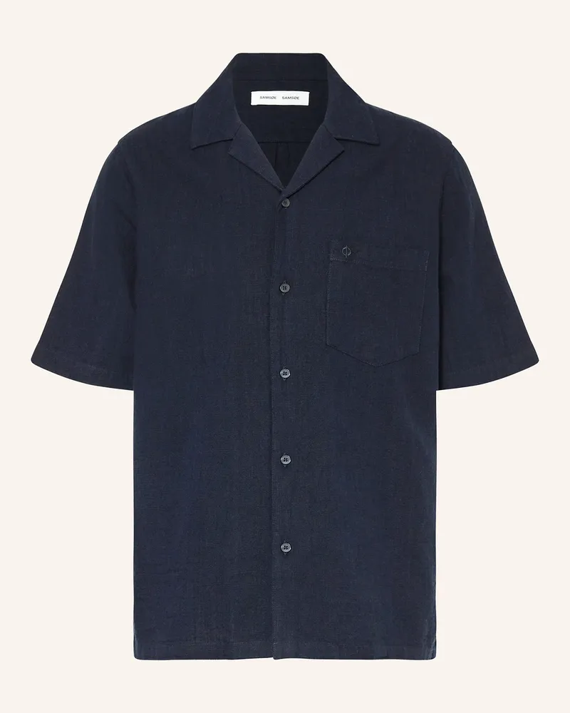 Samsøe & Samsøe Resorthemd Saoscar Comfort Fit Aus Leinen blau Dunkelblau
