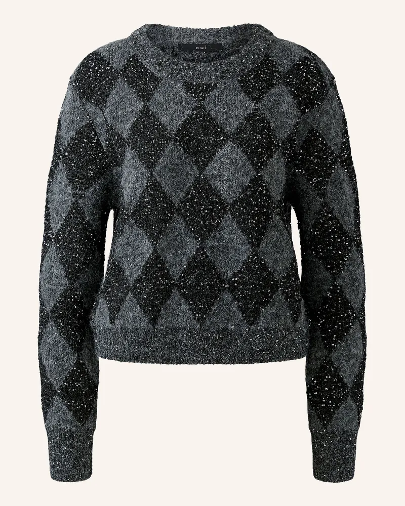 Oui  Pullover Mit Pailleten grau Dunkelgrau