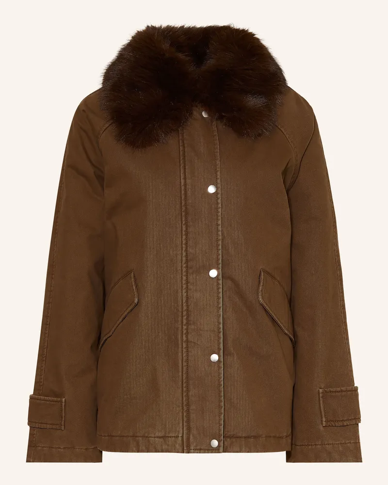 Marc O'Polo Jacke Mit Abnehmbarem Kunstfell-Kragen braun Braun