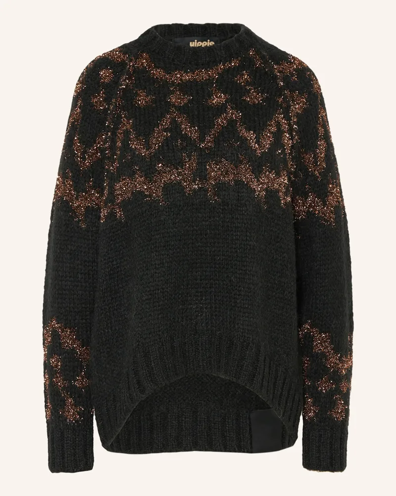 Yippie Hippie Pullover mit Glitzergarn Schwarz