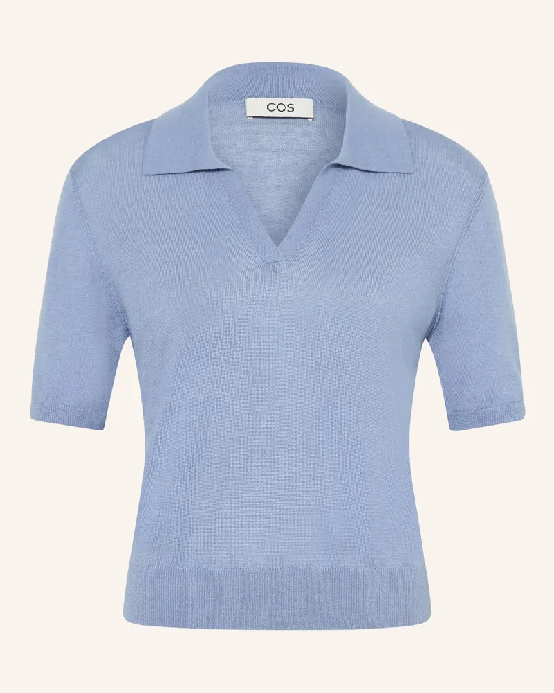 COS Strick-Poloshirt Mit Leinen blau Hellblau